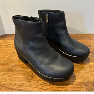 FitFlop Pilar Leather Platform Ankle Boots Navy Women’s Size 9 Comfort